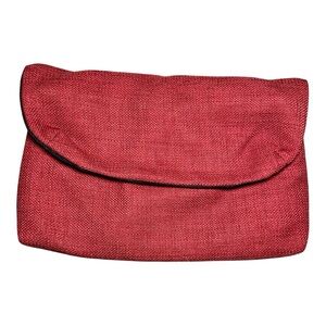 Handmade Dark Red Burgundy Clutch Purse Black White Polka Dot Corduroy Inside